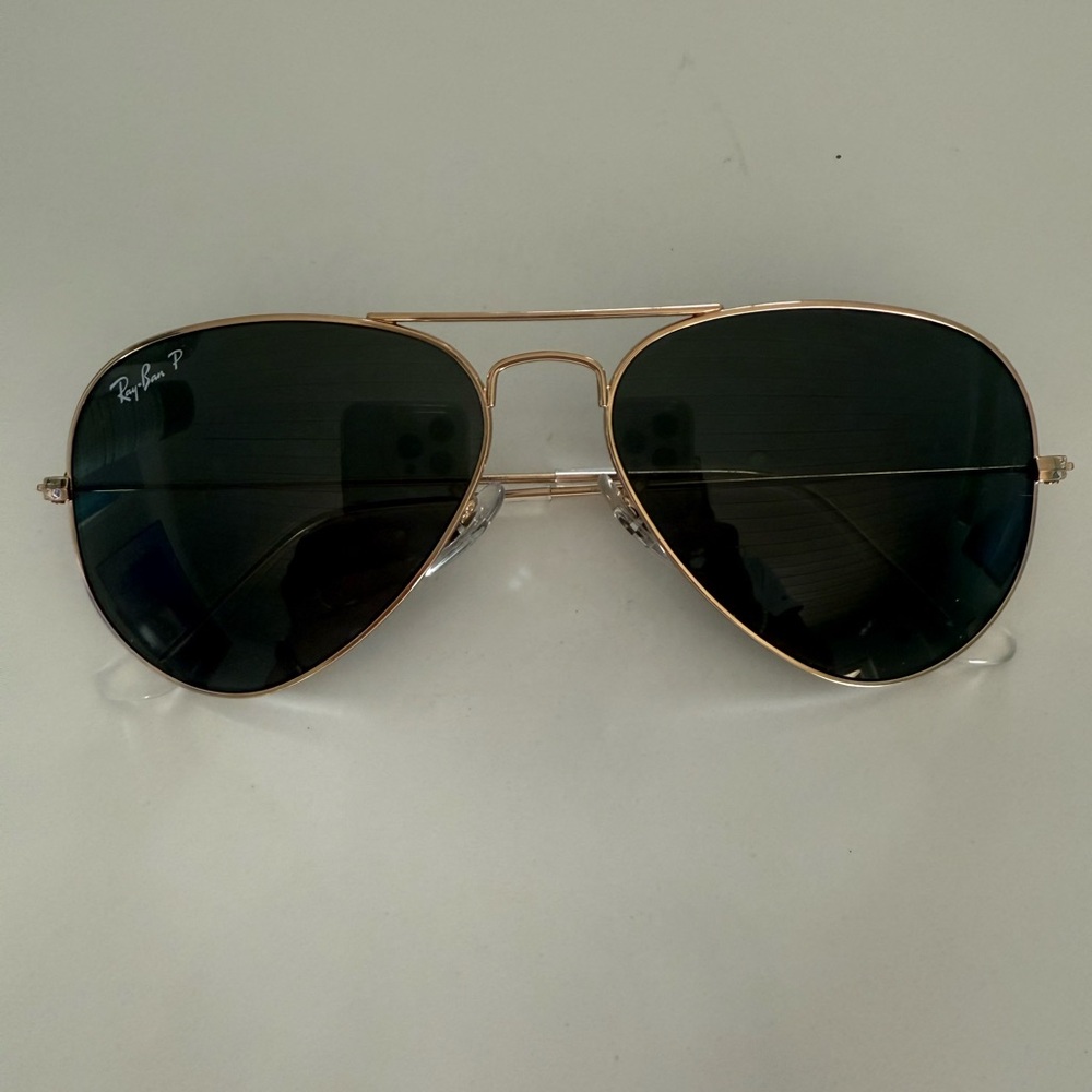 Ray-Ban Black and Gold Aviator Sunglasses